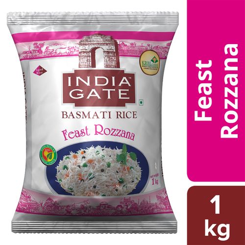 India Gate Basmati Rice - Feast Rozzana, 1 kg Pouch.
